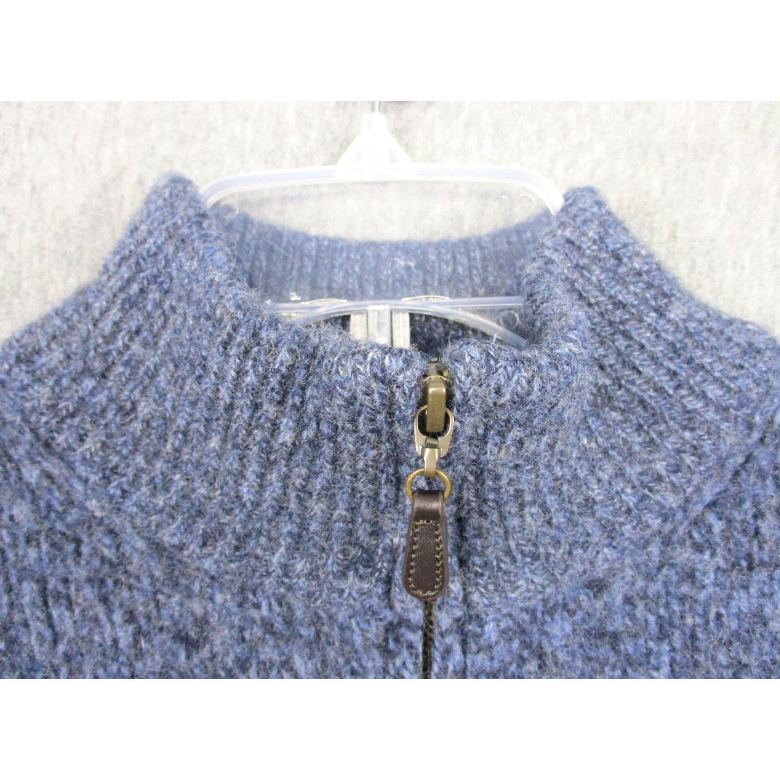 Vintage L.L. Bean Sweater Mens XL Blue Full Zip Mock Neck Pockets Wool Knit Size US XL / EU 56 / 4 - 4 Thumbnail