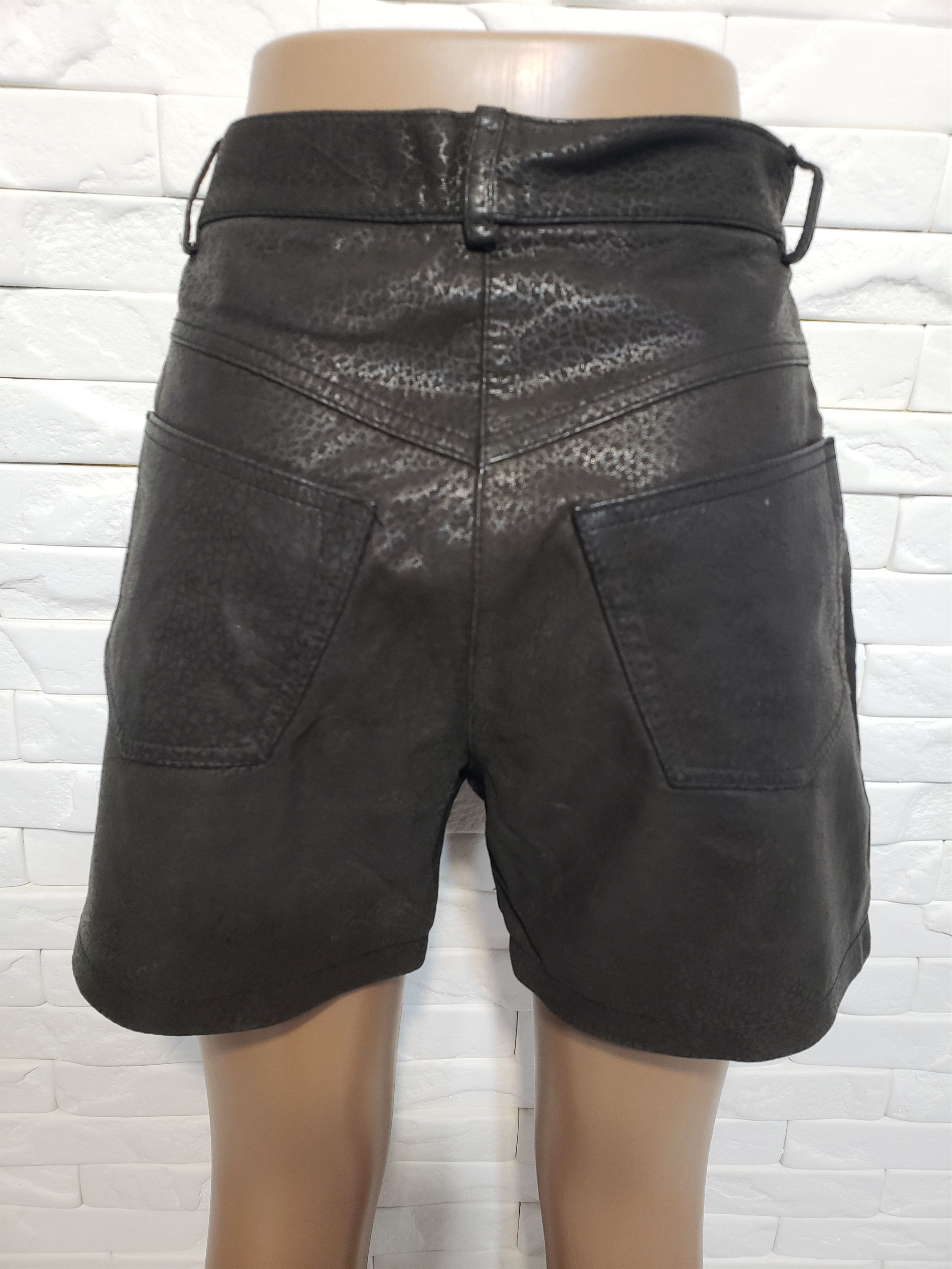 Designer Leather brown women's shorts. Size 26" / US 2 / IT 38 - 4 Thumbnail