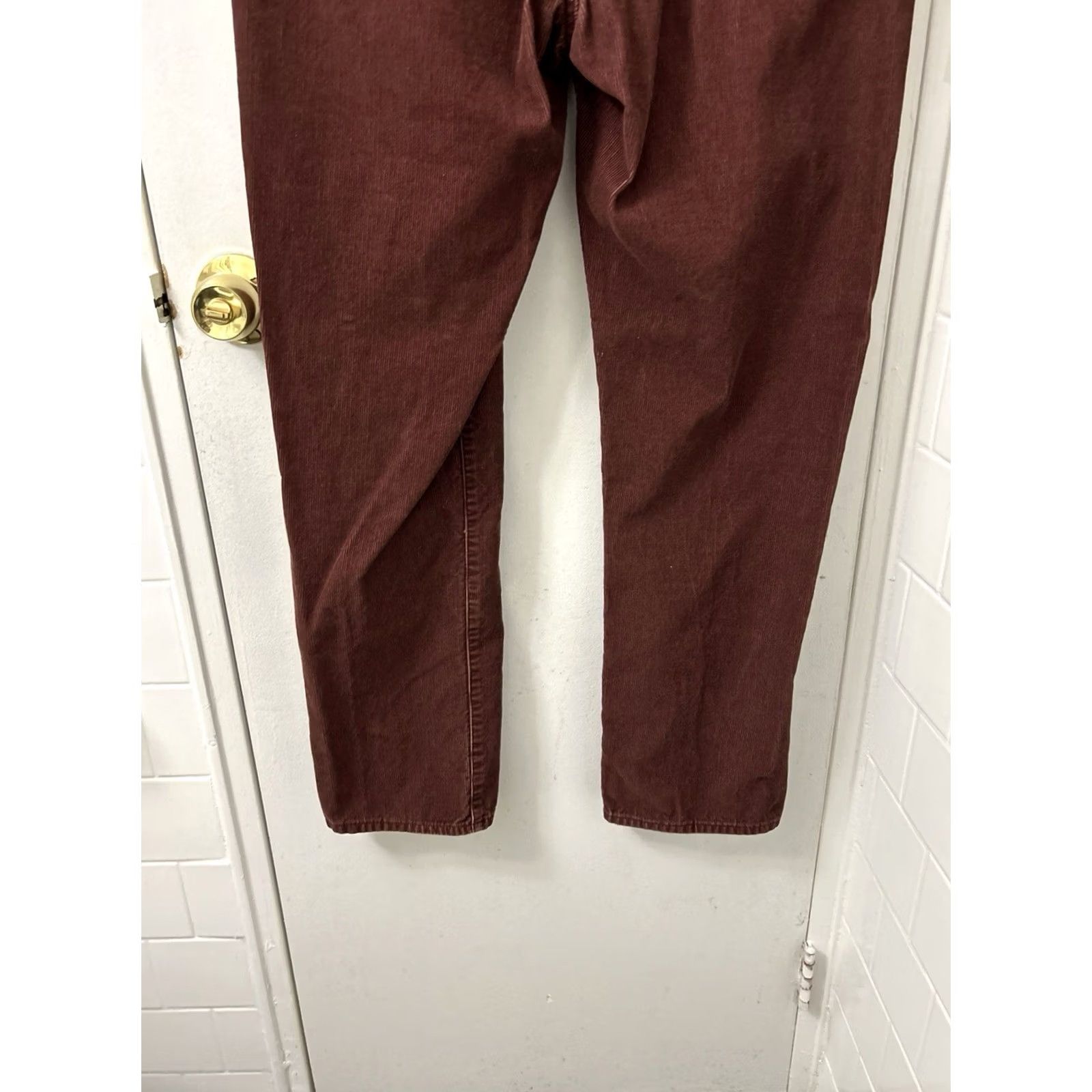Vintage LL Bean Signature Corduroy Pants Mens 36x30 Burgundy Maroon Slim Straight 301738 Size US 36 / EU 52 - 3 Thumbnail