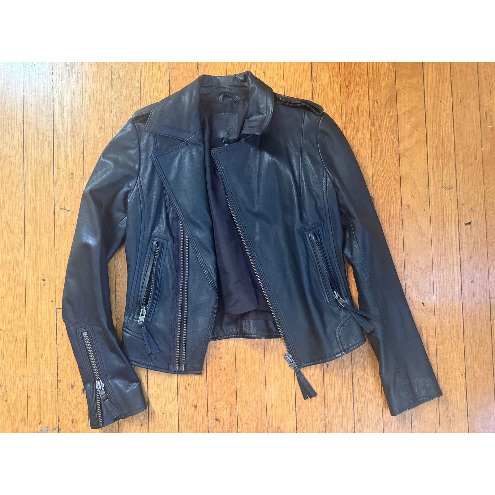 Joie Ladies Size XS Joie 100% Leather Black Moto Jacket Size XS / US 0-2 / IT 36-38 - 6 Thumbnail
