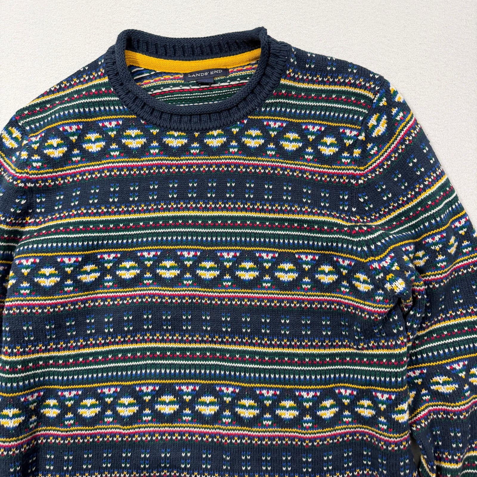 Lands' End Lands End Fair Isle Roll Neck Sweater Men's Medium Geometric Size US M / EU 48-50 / 2 - 2 Thumbnail