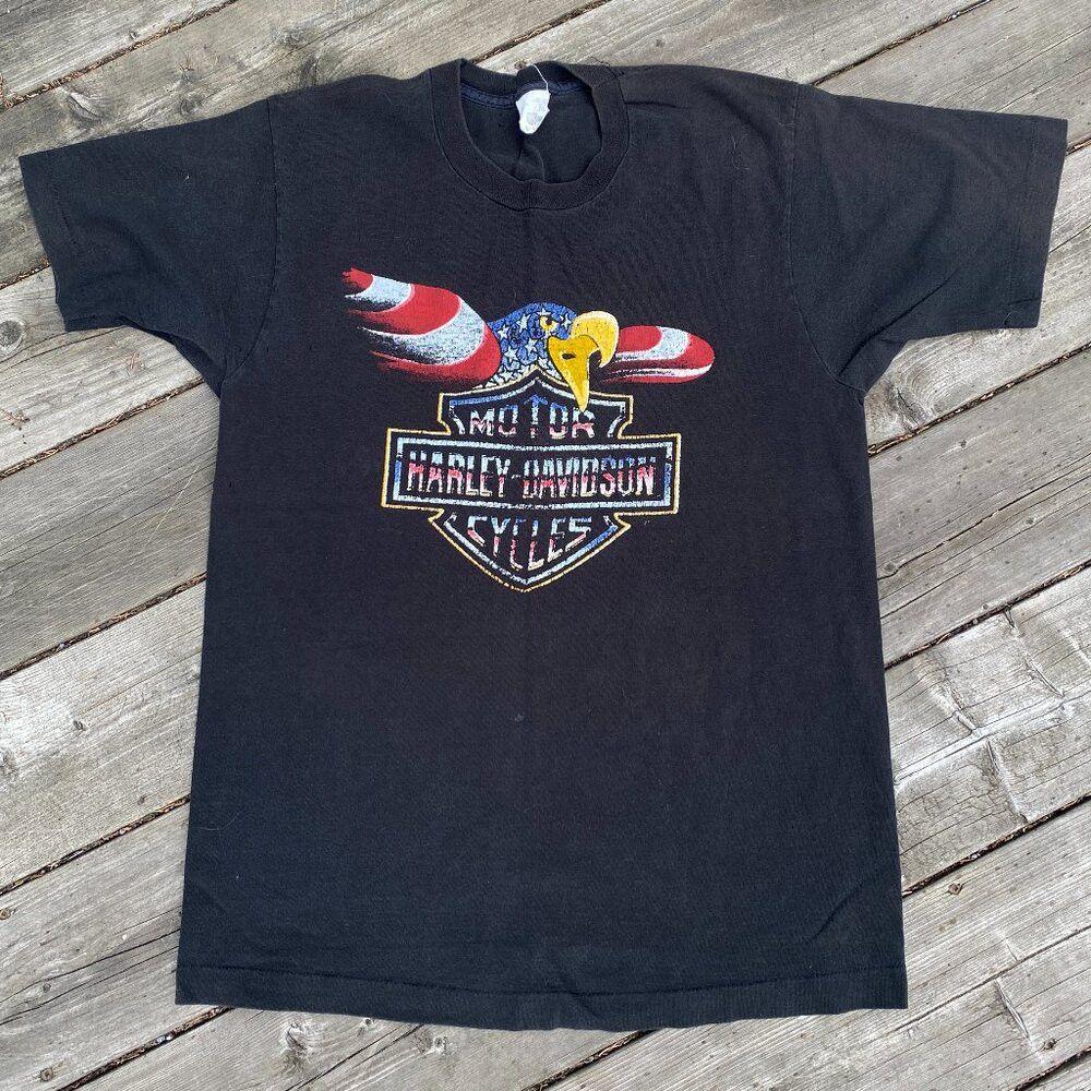 Harley Davidson Vintage 1980s Harley Davidson MotorCycles Eagle T Shirt Fru Size US L / EU 52-54 / 3 - 1 Thumbnail