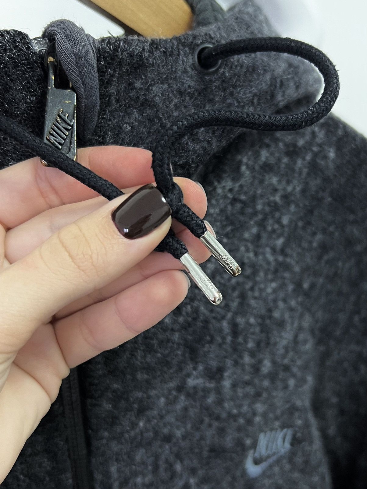Nike × Vintage Vintage 90s Nike Zip Up Hoodie Sweatshirt Black grey Size US M / EU 48-50 / 2 - 16 Thumbnail
