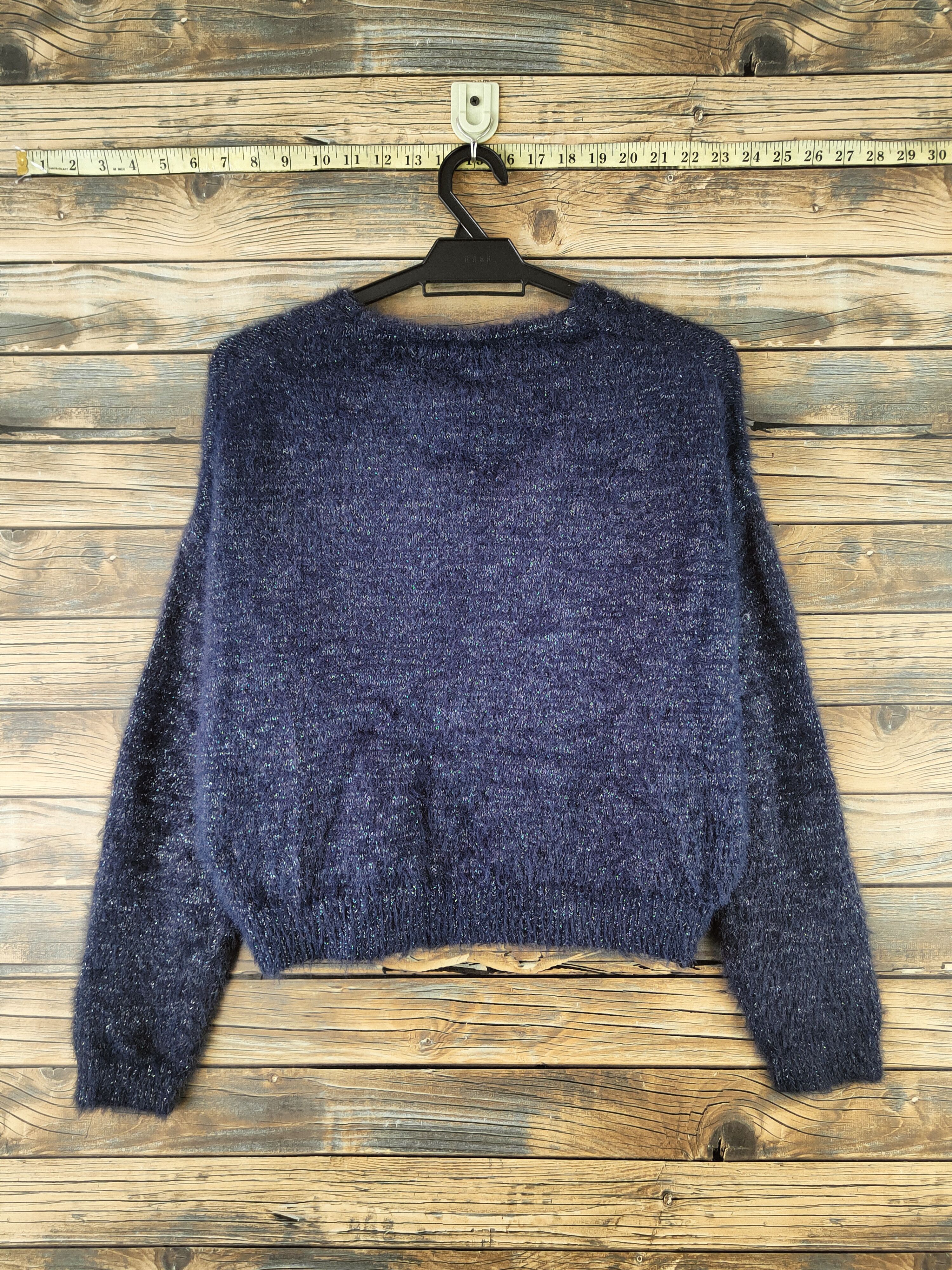 Japanese Brand DL Myu Dark Blue Fur Mohair Knitwear #46-995 Size US M / EU 48-50 / 2 - 7 Thumbnail