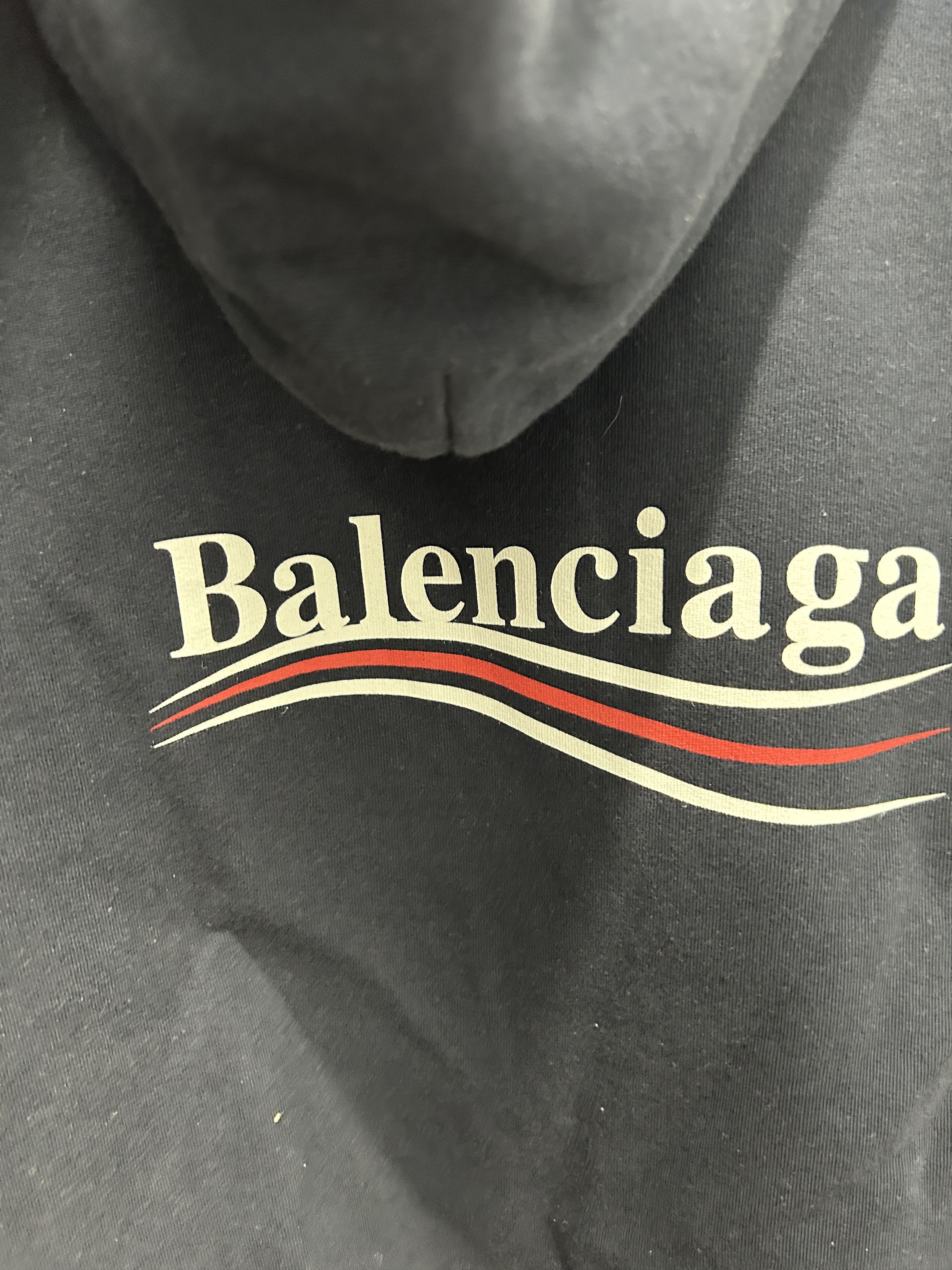 Balenciaga Balenciaga 2018 Campaign Logo Navy Hoodie Pullover Size US XL / EU 56 / 4 - 8 Thumbnail