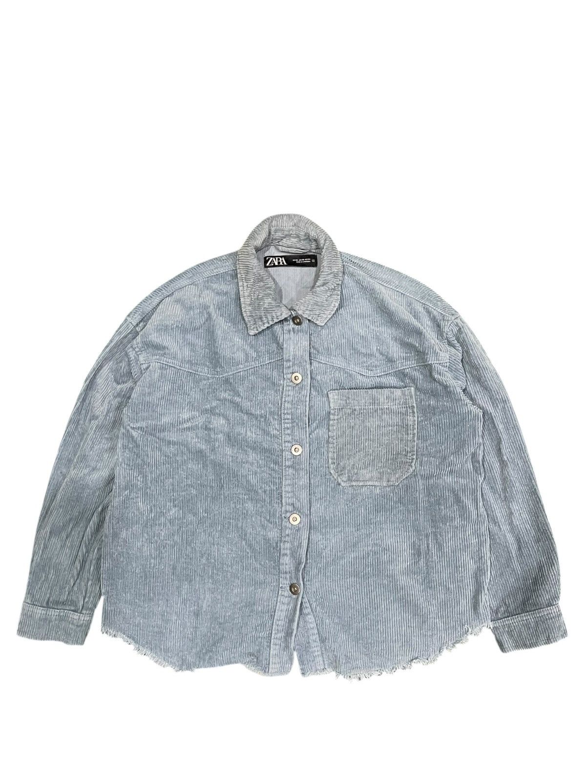 Zara Distressed Zara Corduroy Denim Style Cropped Shacket Size XS / US 0-2 / IT 36-38 - 1 Thumbnail