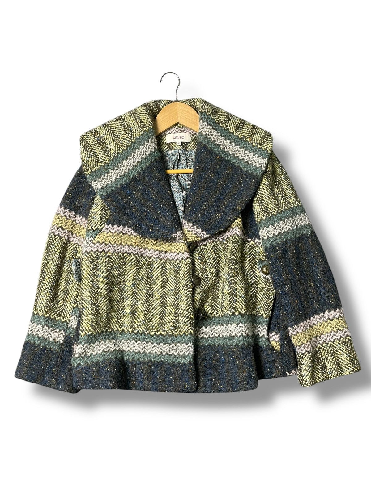 Japanese Brand × Kenzo × Vintage KENZO Knitted Wool Crop Coat (94) Size US XXS / EU 40 - 1 Thumbnail