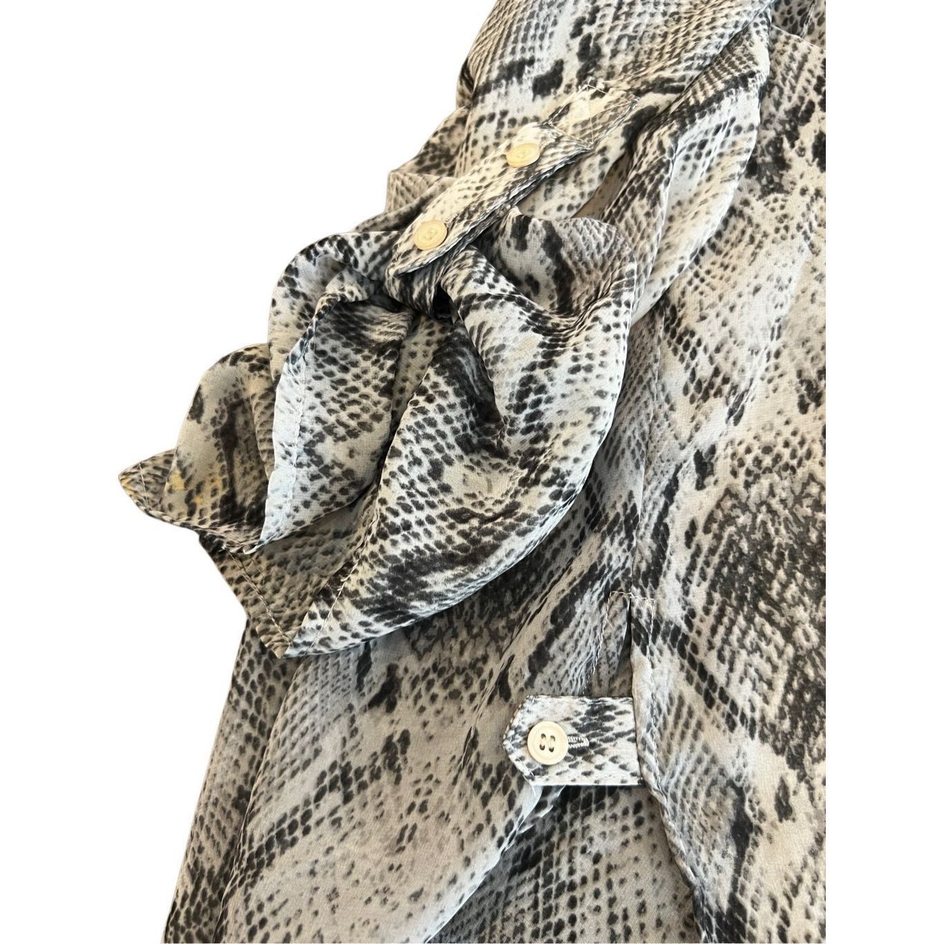 Apt. 9 Apt. 9 Animal Print Snakeskin Pattern Sheer Popover Roll Tab Size XXL / US 16-18 / IT 52-54 - 5 Thumbnail