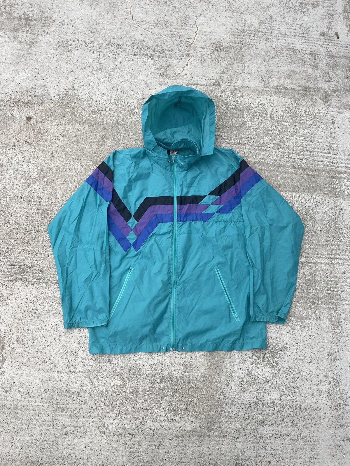 Adidas Windbreaker jacket adidas vintage Size US XL / EU 56 / 4 - 1 Thumbnail