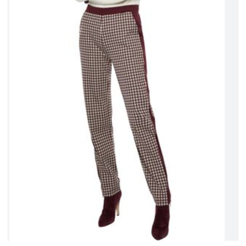 Rag & Bone Rag & Bone Mari Houndstooth Maroon Knit Track Pants - Medium Size 30" / US 8 / IT 44 - 9 Thumbnail