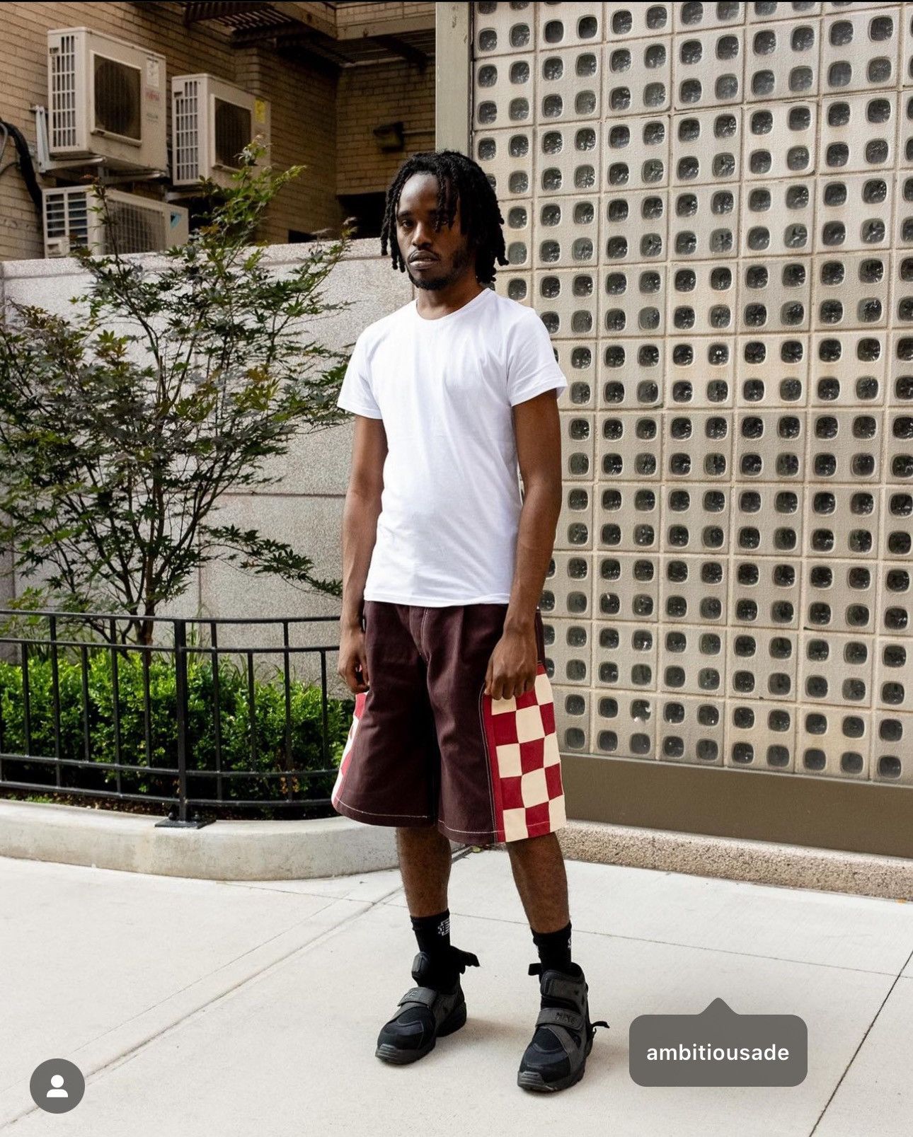 image of Hayato Today Checkerboard Shorts in Brown, Men's (Size 32)