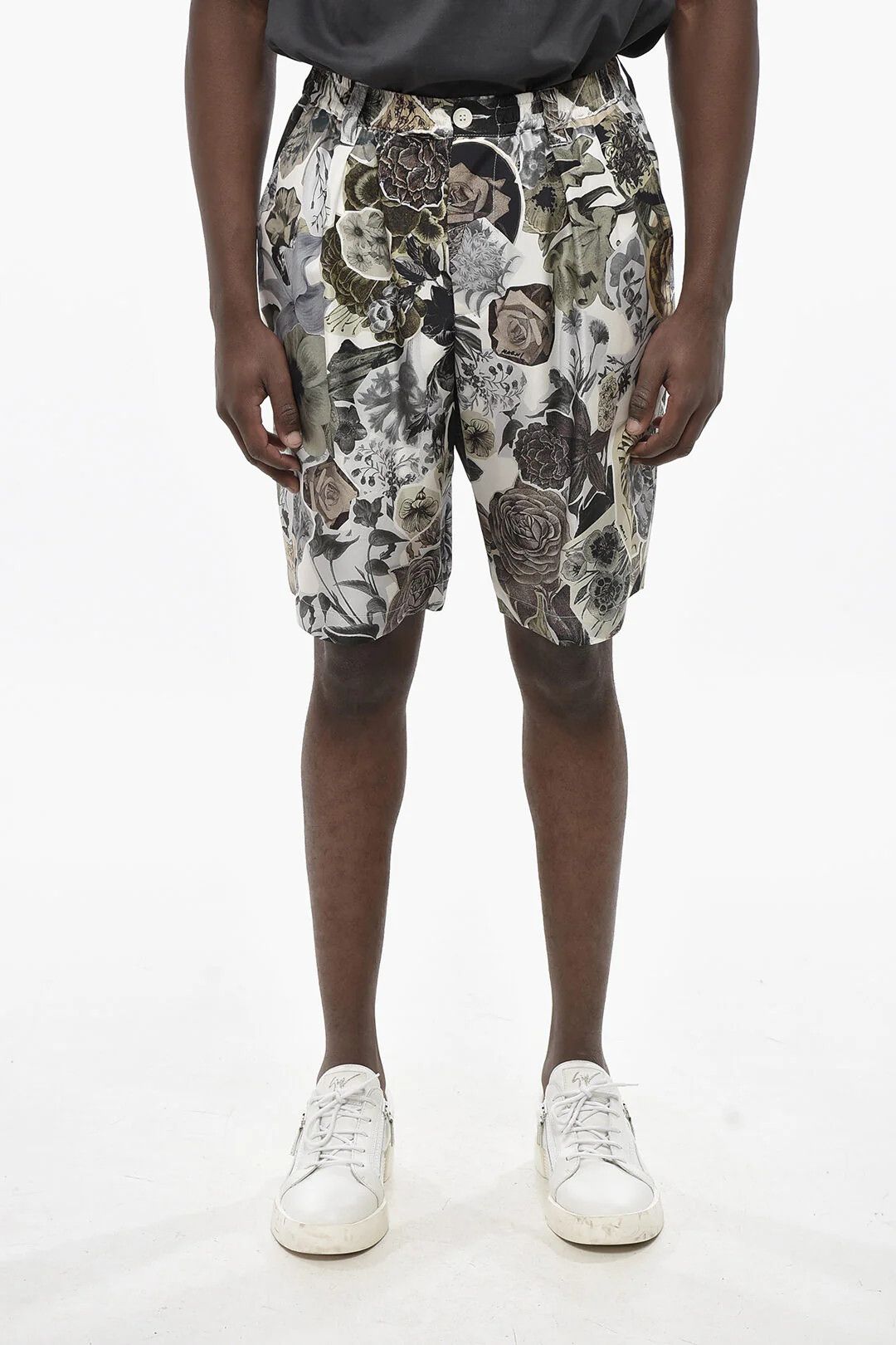 Marni og1mm0326 Floral Print Silk Short in Military Green Size US 36 / EU 52 - 1 Thumbnail
