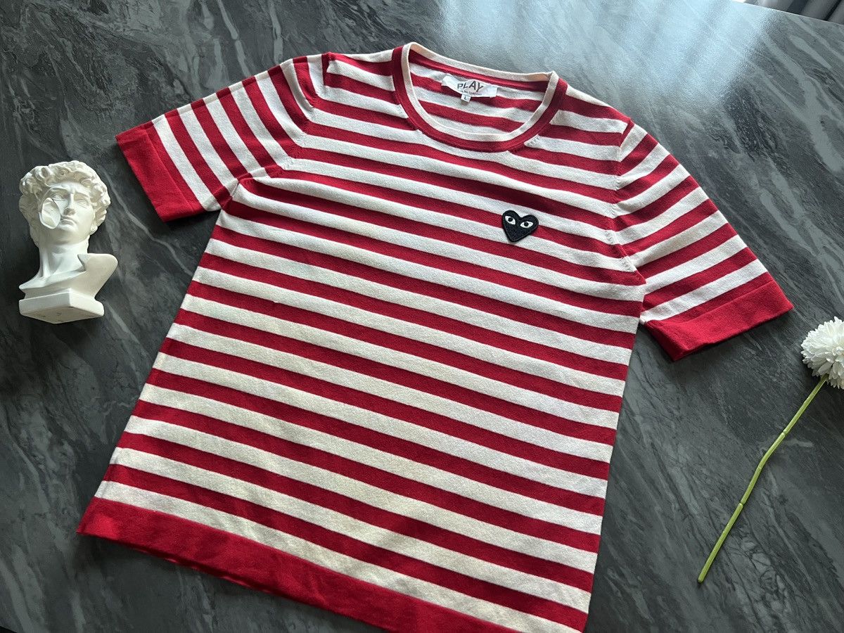 Comme des Garcons PLAY Comme des Garcons : Stripe Line Red Black Heart Size L / US 10 / IT 46 - 1 Thumbnail