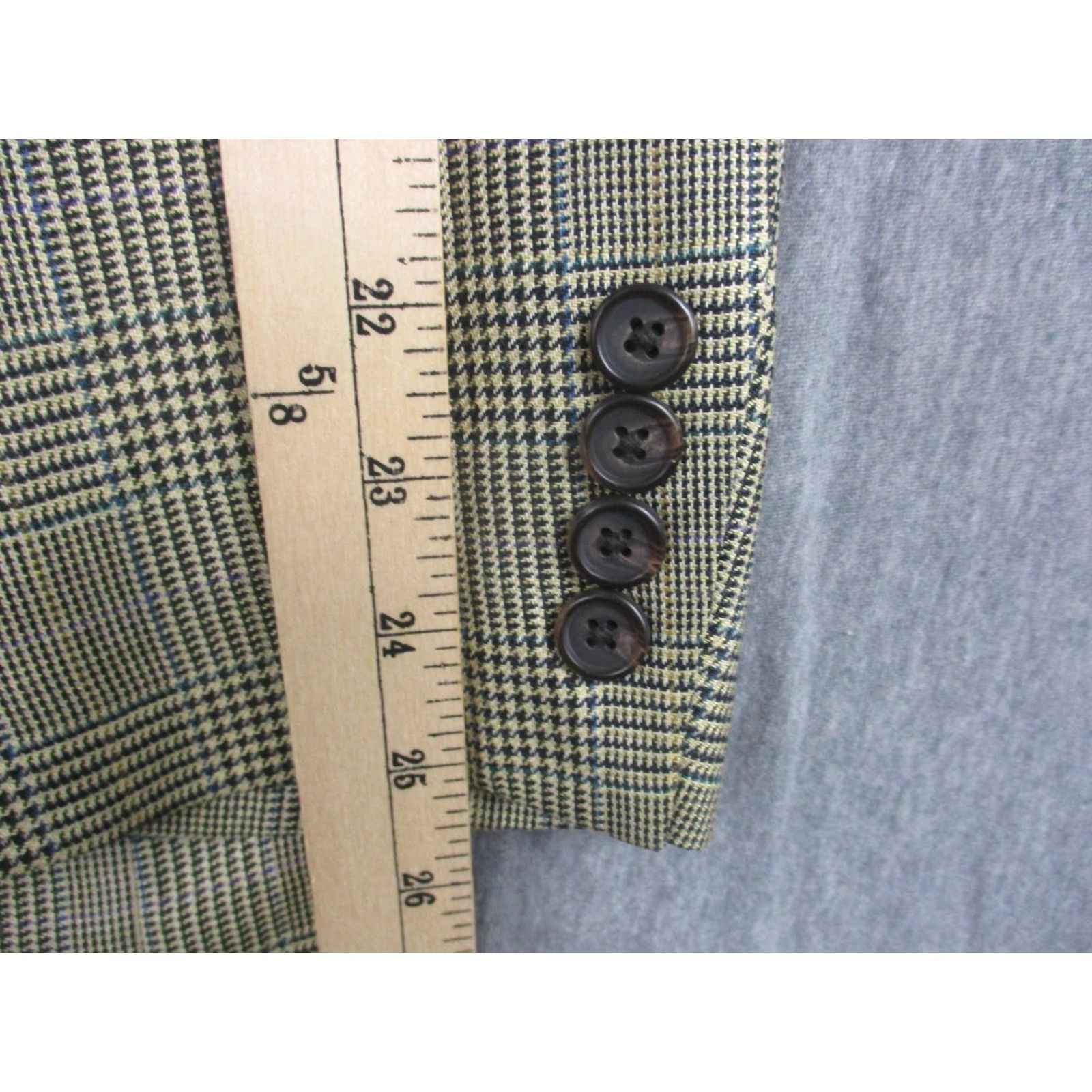 Ralph Lauren Lauren Ralph Lauren Blazer Mens 46R Tan Silk Wool Glen Plaid Two Button Vented Size 46R - 5 Thumbnail