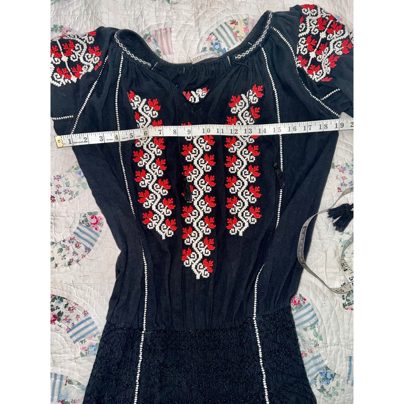 Ulla Johnson ULLA JOHNSON BLACK COTTON GAUZE EMBROIDERED PEASANT DRESS Size S / US 4 / IT 40 - 7 Thumbnail