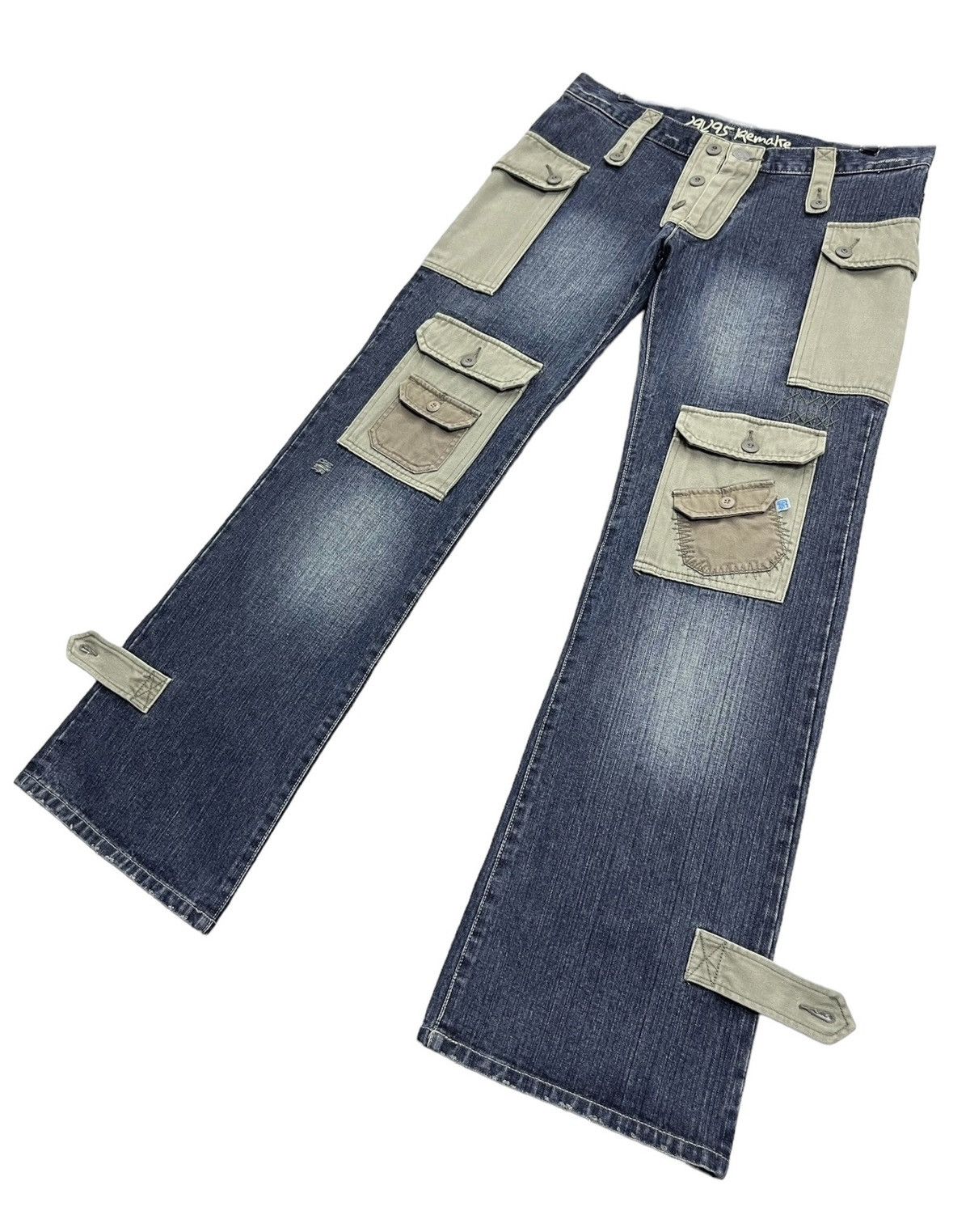 291295=Homme 291295=Homme Multi Pocket Flare Jeans Y2K Techwear Size US 32 / EU 48 - 5 Thumbnail