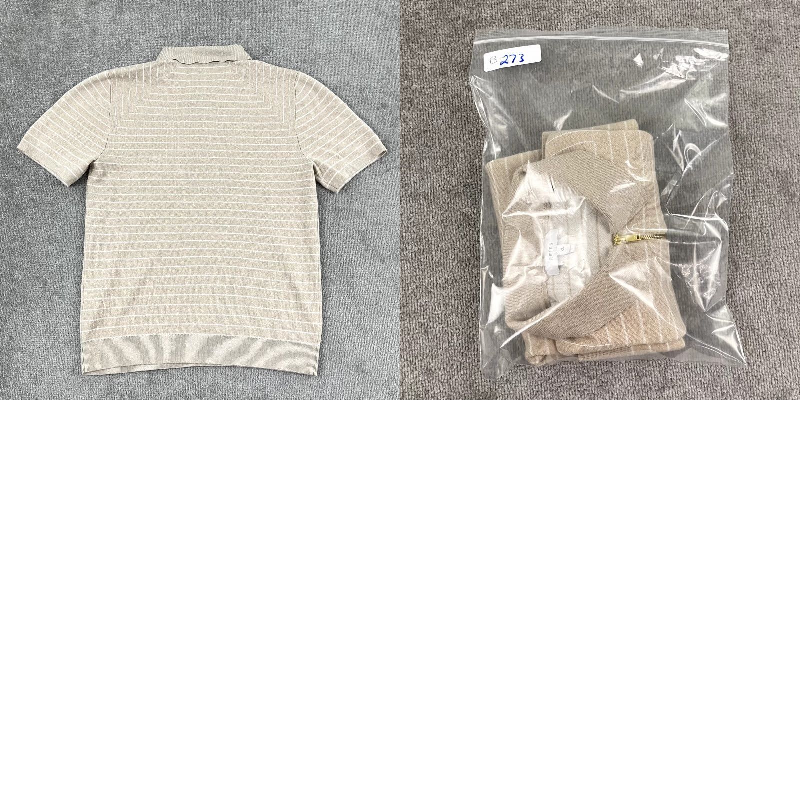 Reiss REISS Shirt Men L/XL Brown White Striped Zip Collar Preppy Old Money Jumper Polo Mens Size US XL / EU 56 / 4 - 8 Thumbnail