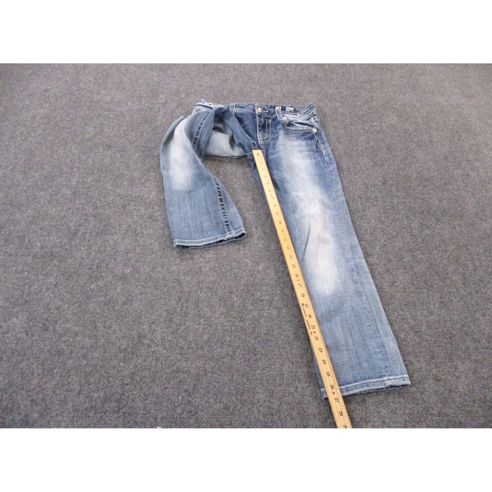 Miss Me Miss Me Jeans Womens 28 Denim Easy Cropped Faded Rhinestone Embroidered Y2K Size 28" / US 6 / IT 42 - 3 Thumbnail