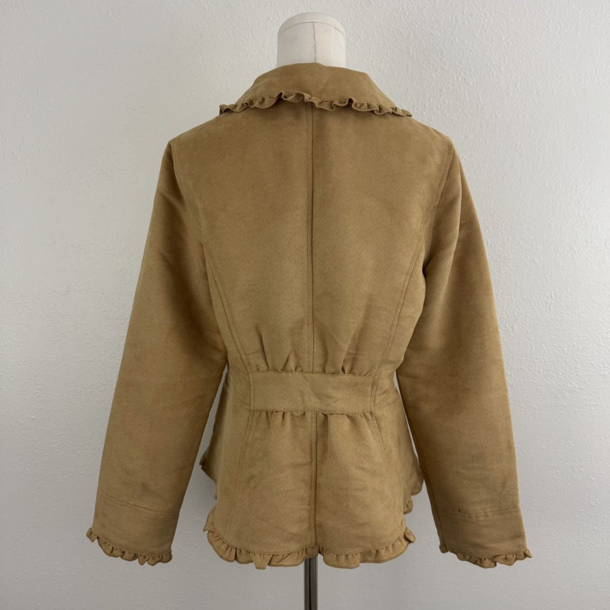 Faded Glory FADED GLORY Y2K Tan Blonde Faux Suede V Neck Blazer Jacket Size S / US 4 / IT 40 - 5 Thumbnail