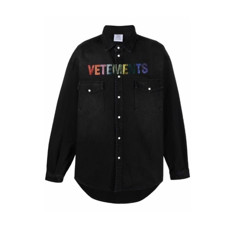 Vetements o1mle0824 Crystal Logo Denim Shirt in Multicolor Size XS / US 0-2 / IT 36-38 - 1 Thumbnail