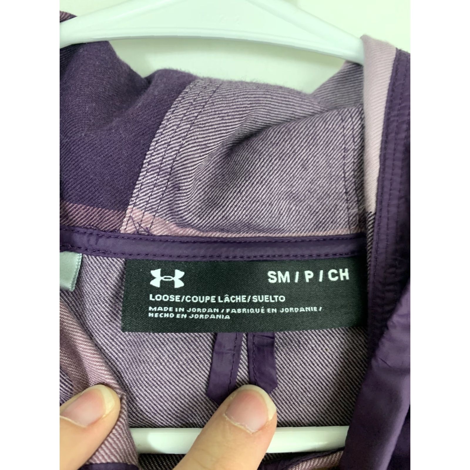 Under Armour Under Armour Womens Small Loose Purple Plaid Hooded Outdoor Snap Shirt Size S / US 4 / IT 40 - 7 Thumbnail