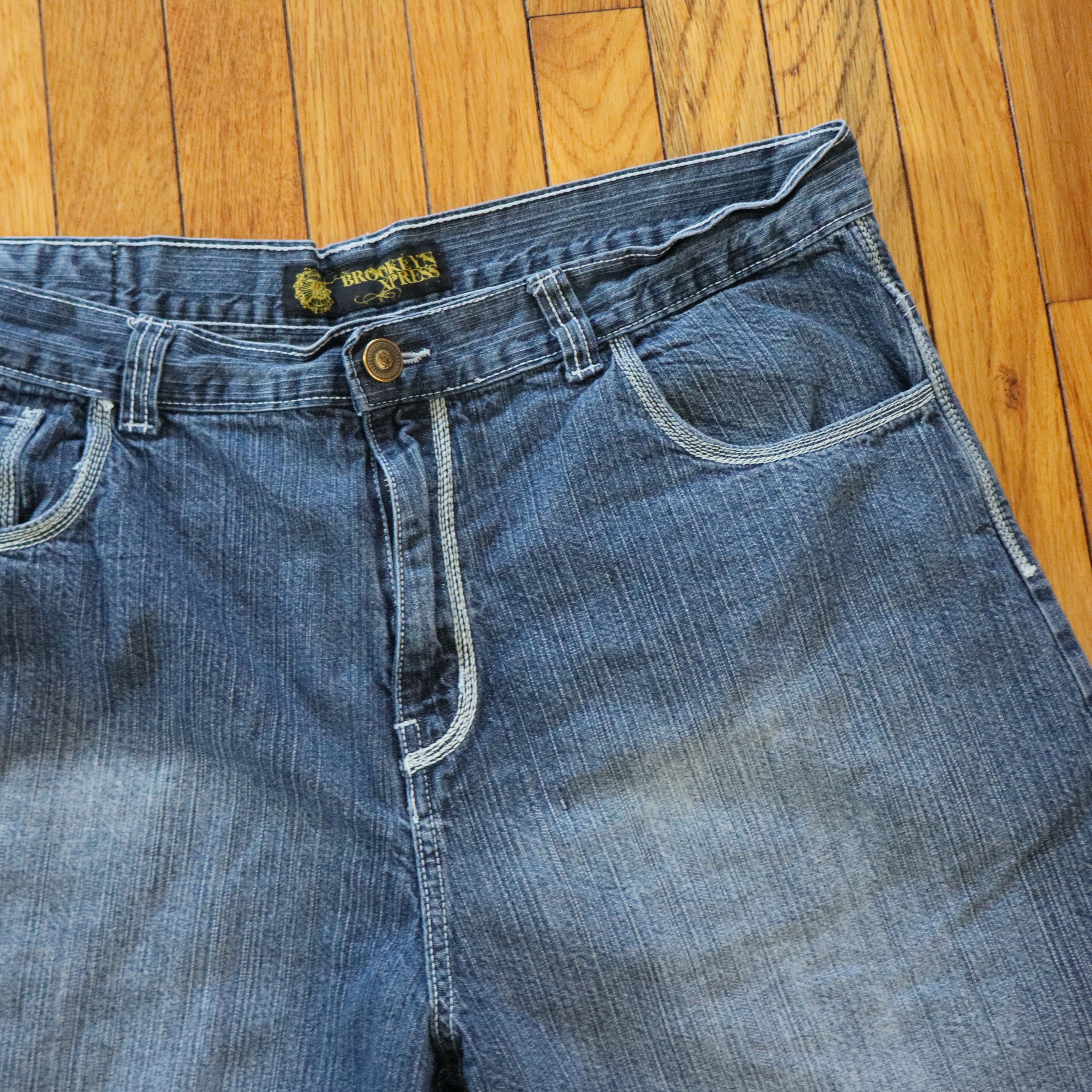 Ecko Unltd. × JNCO × Southpole Vintage 90s Baggy Skater Super Long Denim Shorts Jorts 39 40 Size US 40 / EU 56 - 3 Thumbnail