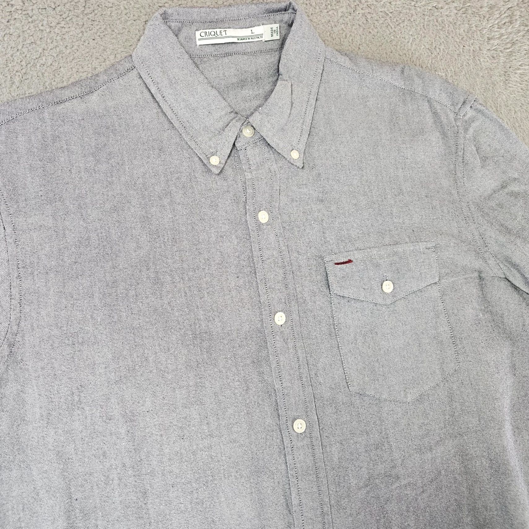 Vintage Criquet Shirt Mens Large Gray Button Down Oxford 100% Cotton Long Sleeve Casual Size US L / EU 52-54 / 3 - 2 Thumbnail