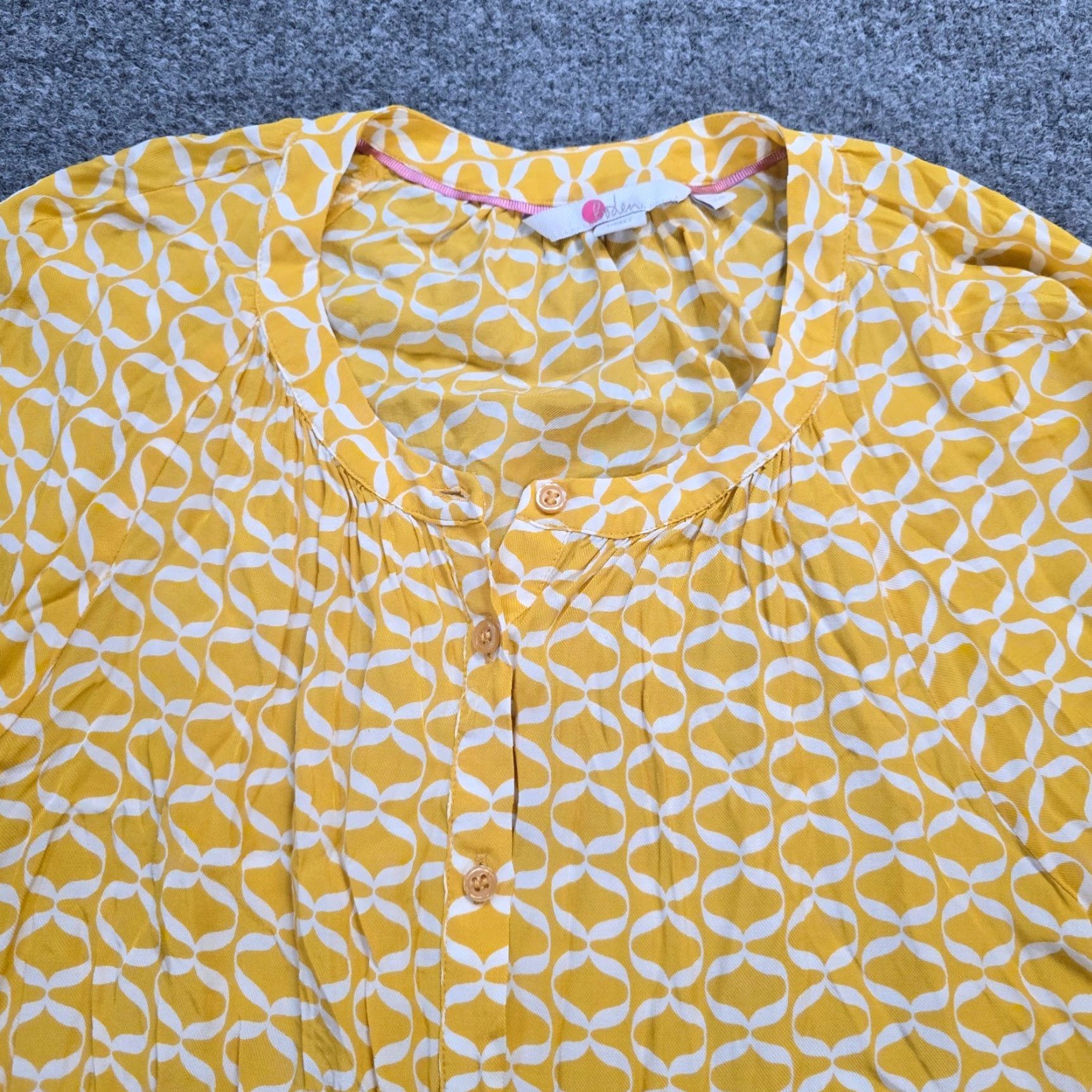 Boden Boden Button-Up Top Womens 6 Yellow White Geometric Long Sleeve Preppy Career Casual Shirt Womens Regular Small details not necessary Size M / US 6-8 / IT 42-44 - 2 Thumbnail