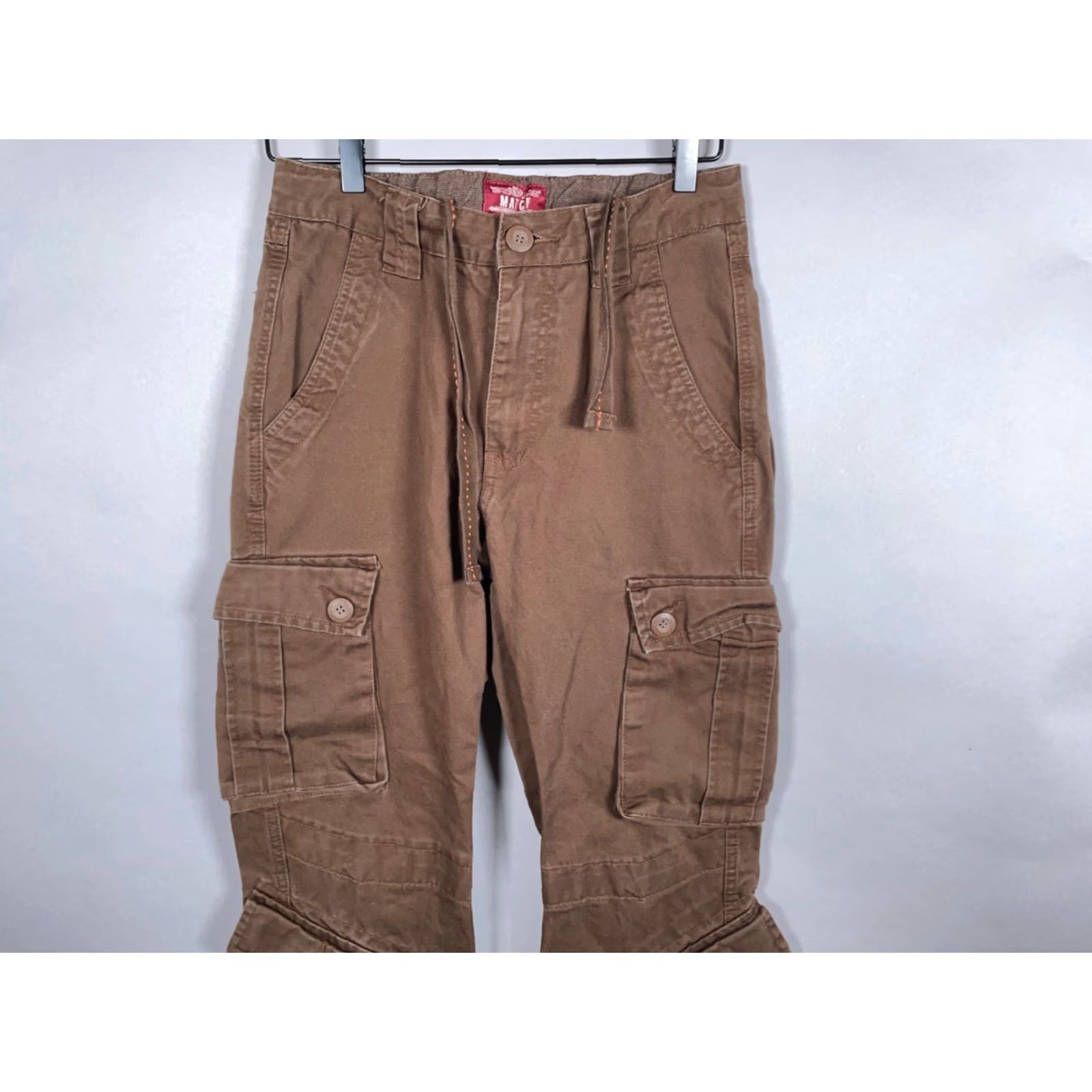 Vintage Matchstick Paratrooper Cargo Pants Men's 29 x 30 Brown Drawstring Tactical Cargo Pocket Pants Size US 29 - 4 Thumbnail