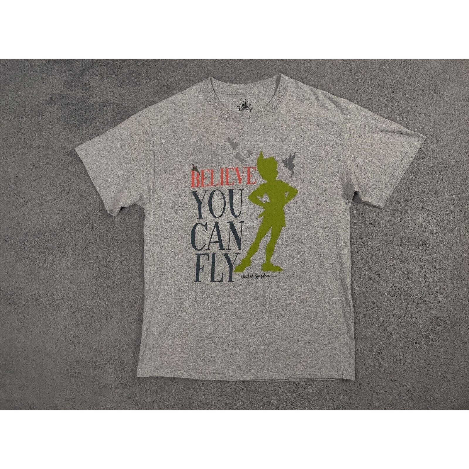 Disney Disney Shirt Adult Mens Large Gray Tinker Bell Peter Pan Size US L / EU 52-54 / 3 - 1 Thumbnail