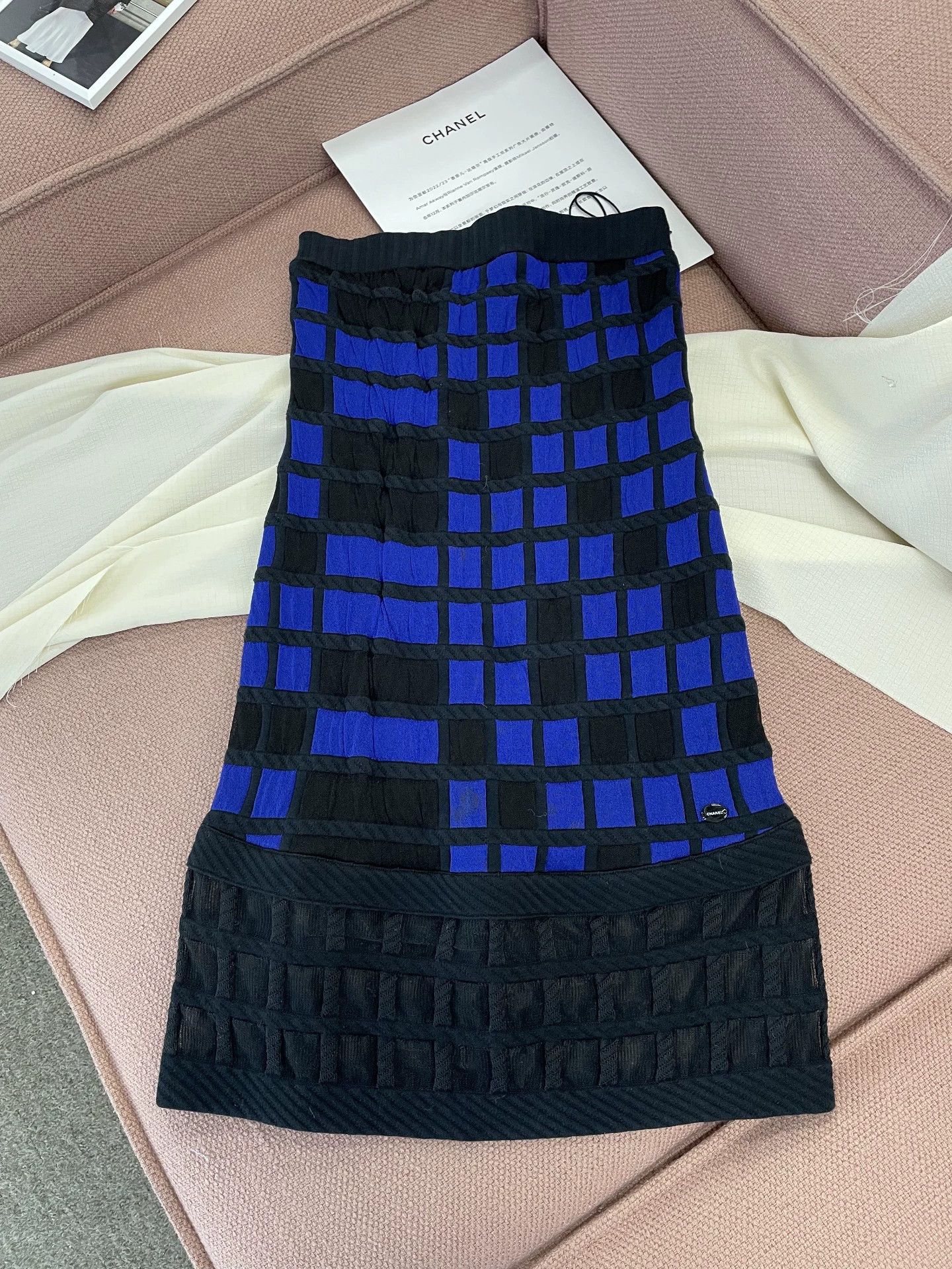 Chanel Chanel Blue Black Plaid Strapless Dress - dmc Size US S / EU 44-46 / 1 - 1 Thumbnail