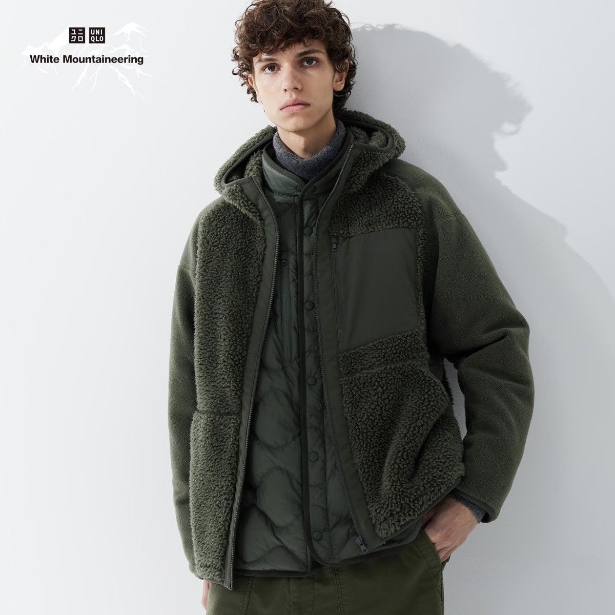 Uniqlo × White Mountaineering Medium Olive Fleece Long-Sleeve Hoodie Green Jacket Coat Size US M / EU 48-50 / 2 - 4 Thumbnail