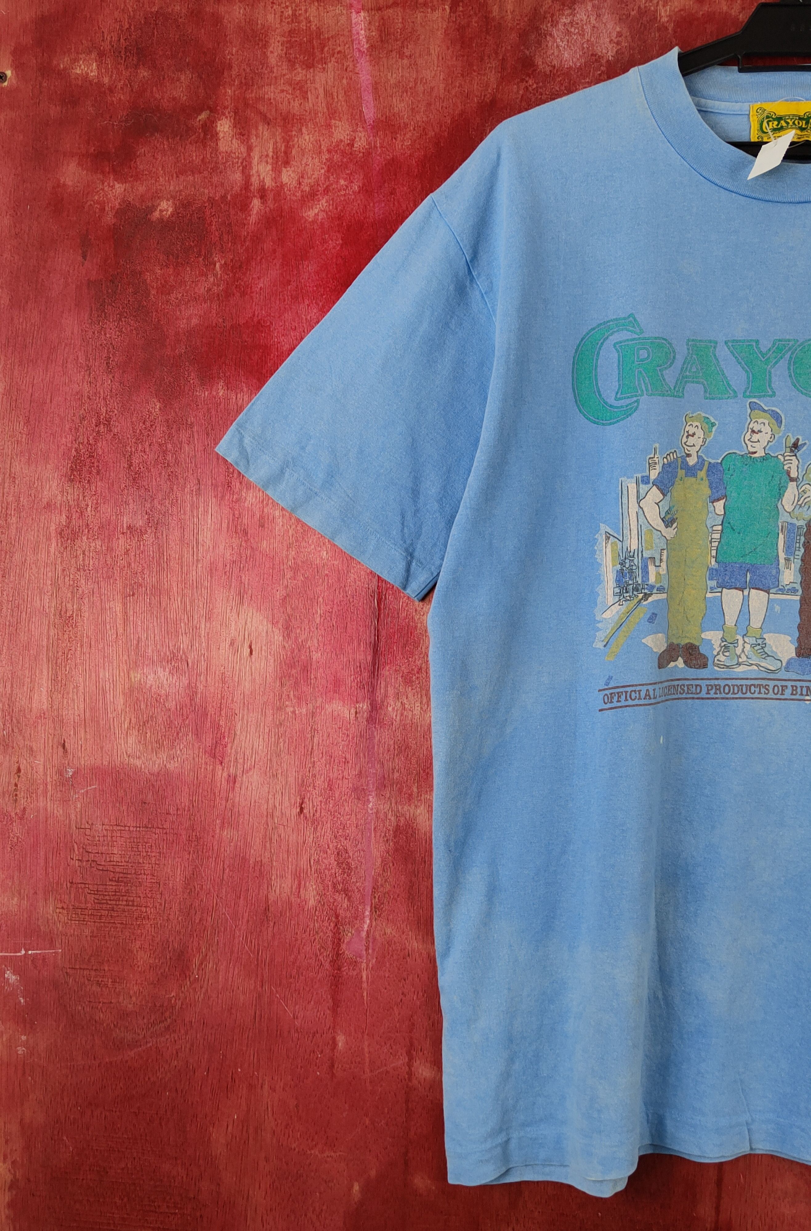 Vintage Crayola vintage cartoon Blue faded tee T-shirts #S2297 Size US L / EU 52-54 / 3 - 4 Thumbnail