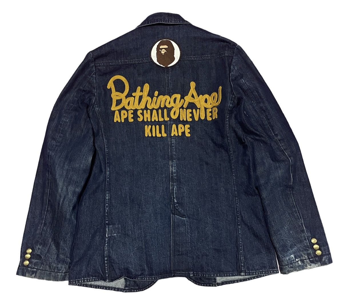 Bape 🔥RARE🔥A BATHING APE JACKET DENIM BIG LOGO JAPAN Size US M / EU 48-50 / 2 - 3 Thumbnail