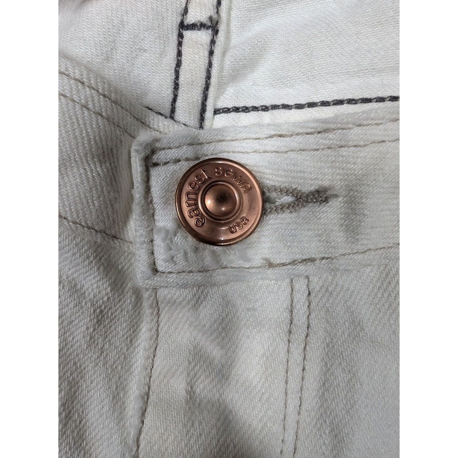 Vintage VINTAGE Earnest Sewn Jeans Womens 28 White Hampton Straight Leg Zip Fly 00s Size 28" / US 6 / IT 42 - 6 Thumbnail