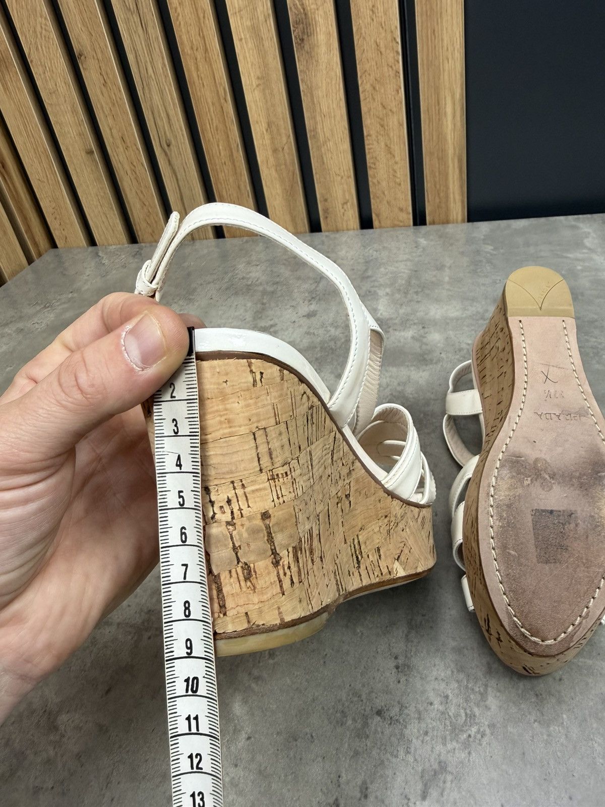 Prada Prada White Patent Cork Wedge Sandals EU 37 1/2 Size US 7.5 / IT 37.5 - 11 Thumbnail