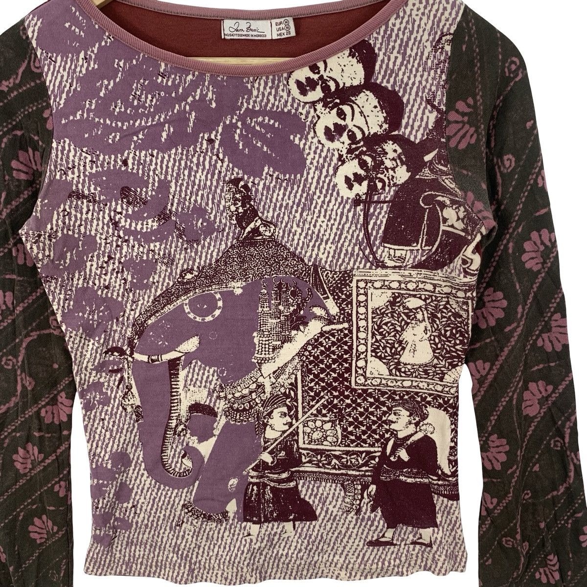 Zara ZARA BASIC South Asia Cultural Motif Long Sleeve Tee Shirt Size M / US 6-8 / IT 42-44 - 6 Thumbnail