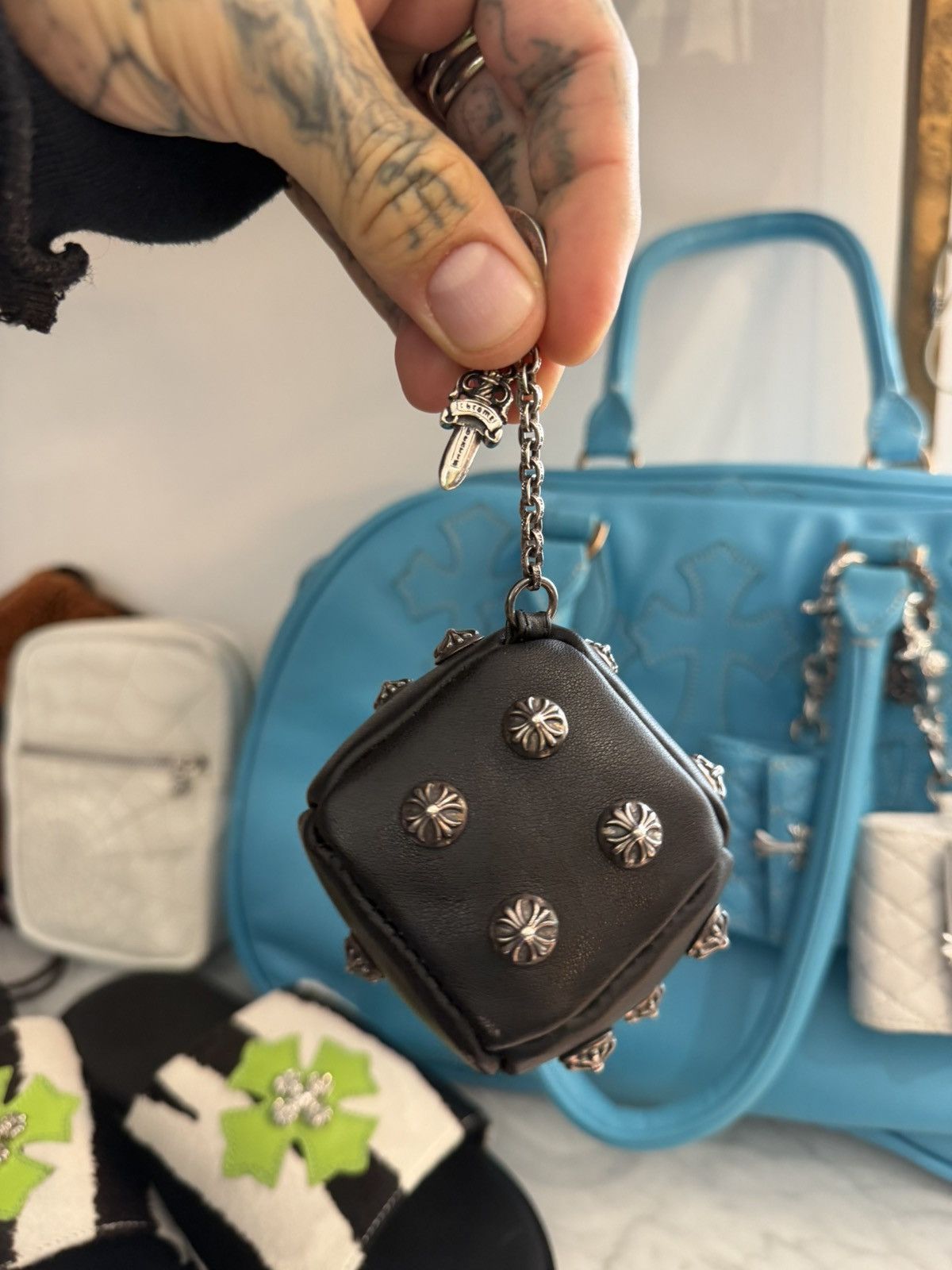Chrome Hearts Chrome Hearts LEATHER STUD DICE KEY CHAIN new Size ONE SIZE - 7 Thumbnail