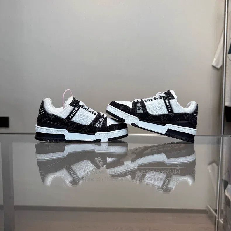 Louis Vuitton Louis Vuitton Trainer 24 New Black and White Denim shoes Size US 5.5 / IT 35.5 - 4 Thumbnail