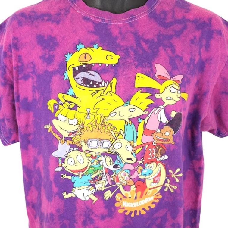 Nickelodeon Nickelodeon T Shirt Mens Size Large Purple Pink Retro 90s Cartoon Characters Tie Dye Rugrats Ren and Stimpy Size US L / EU 52-54 / 3 - 2 Thumbnail