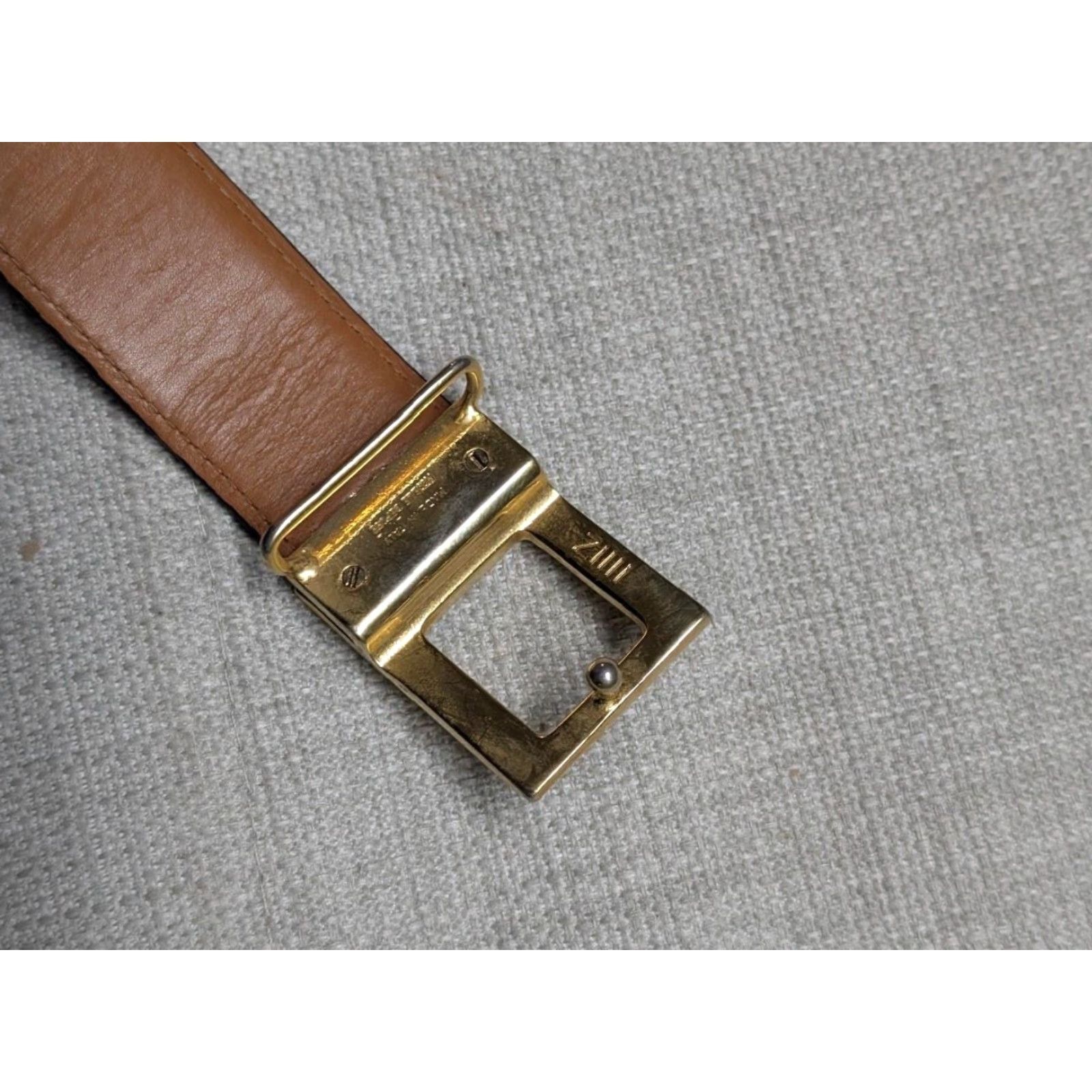 Vintage ZILLI belt CROCODILE golden buckle 42 made in FRANCE gray-brown-green Dress Belt Men 41/42 1-1/8" width Size 42 - 6 Thumbnail