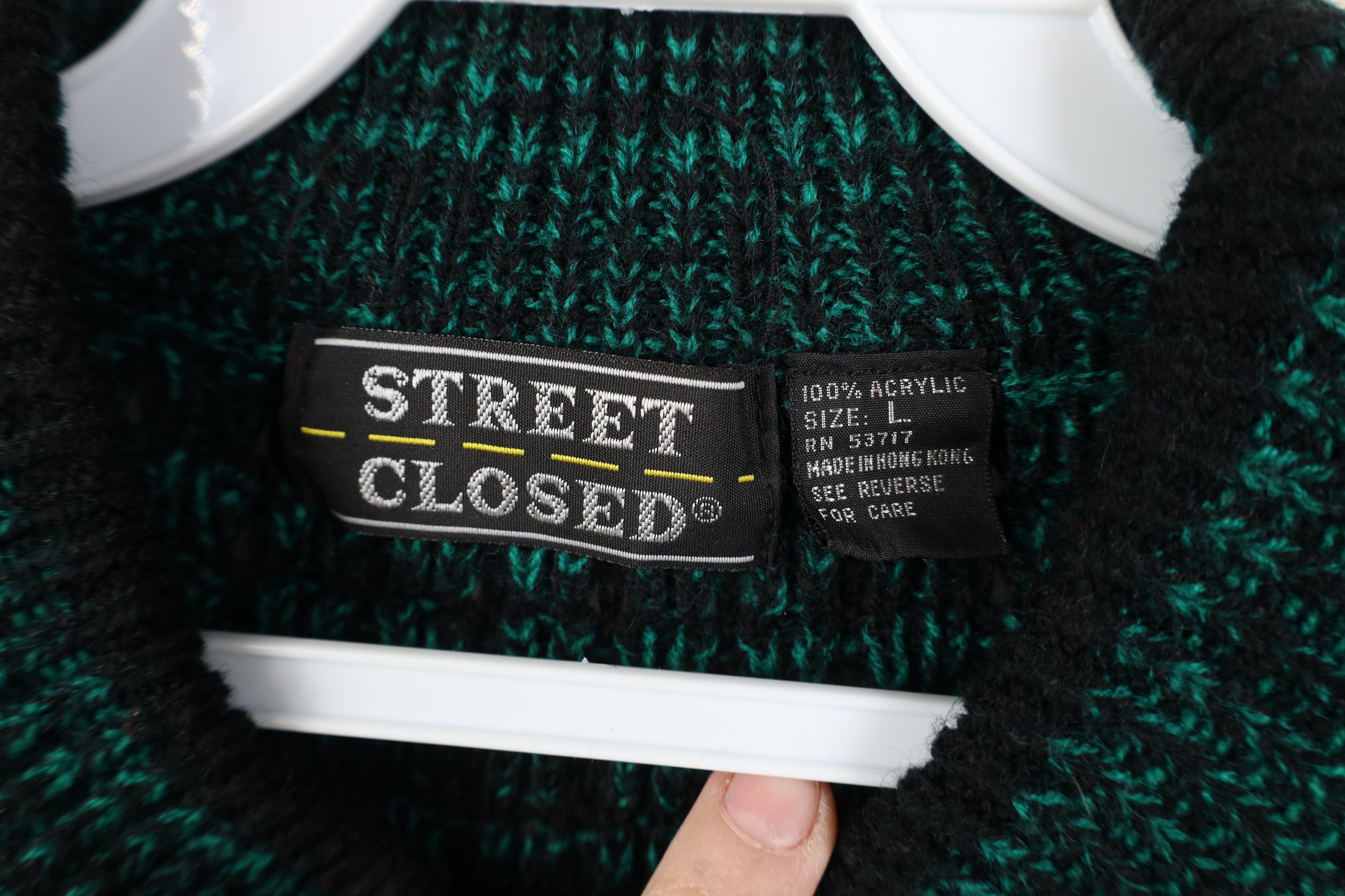 Vintage Vintage 90s Streetwear Ribbed Knit Crewneck Sweater Green Size US L / EU 52-54 / 3 - 4 Thumbnail