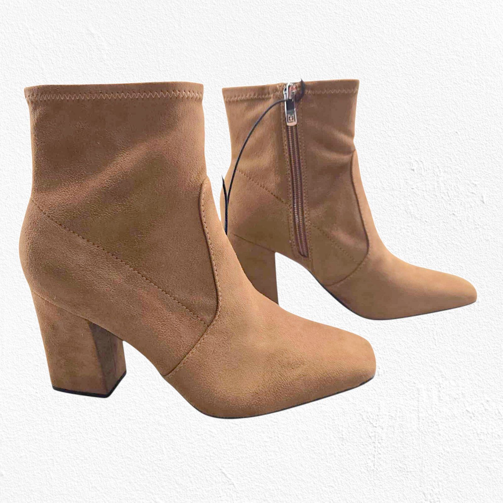Other Tan Faux Suede Block Heel Ankle Booties Size 8.5 NIB Size US 8.5 / IT 38.5 - 2 Thumbnail