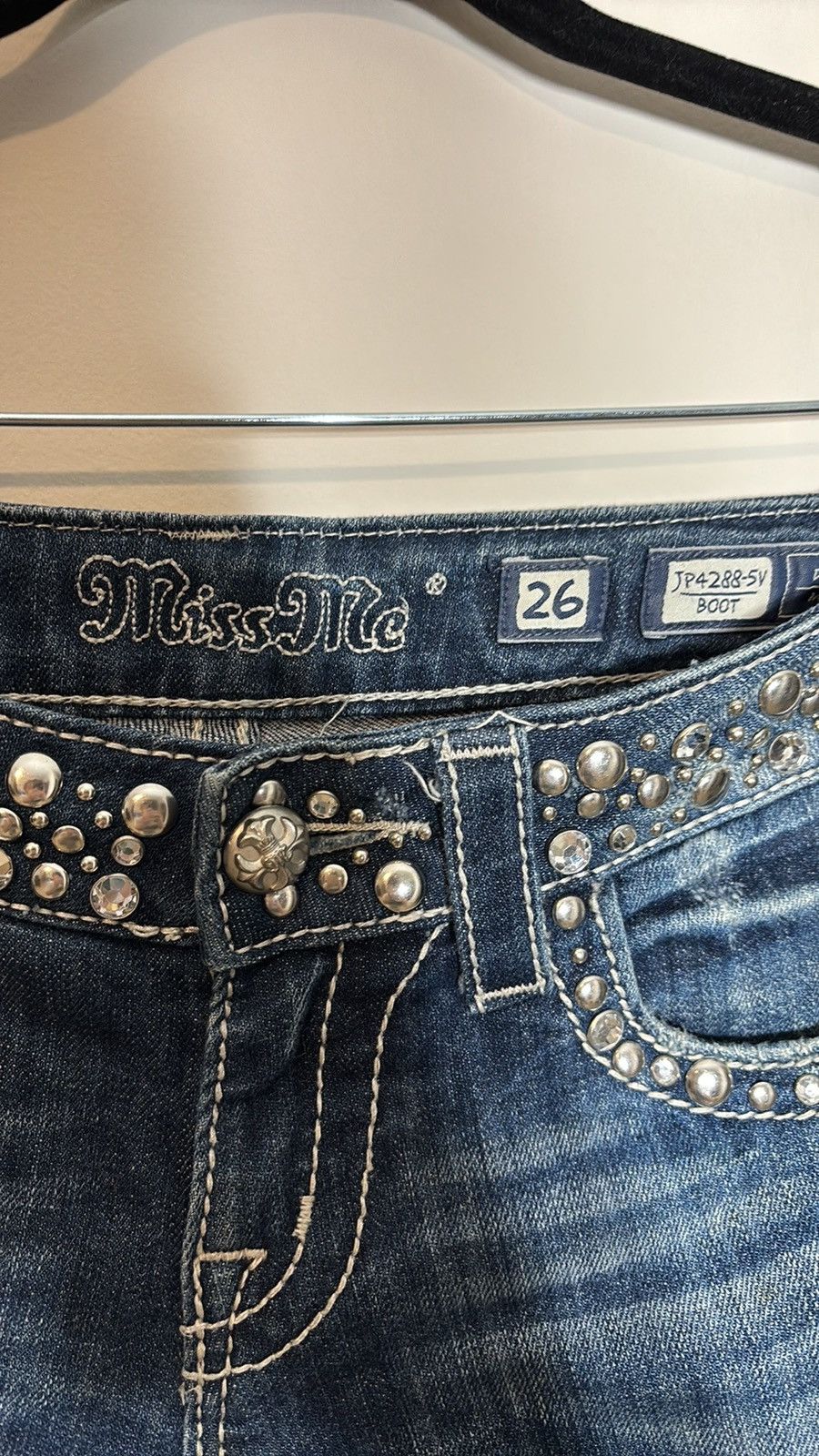 Miss Me Miss Me Studded Western Flare Jeans Size 29" - 3 Thumbnail