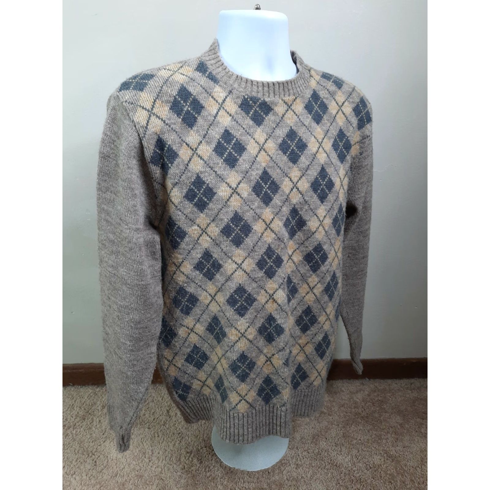 Vintage VINTAGE Jersild Knit Sweater Shirt Beig e 80s Rockabilly USA Made Argyle Wintuk S7C L Regular Adults Mens Size US L / EU 52-54 / 3 - 5 Thumbnail
