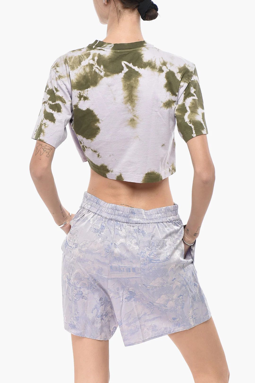 Off-White og1mm0426 Tie-Dye Cotton Crop T-Shirt in Multicolor Size M / US 6-8 / IT 42-44 - 2 Thumbnail