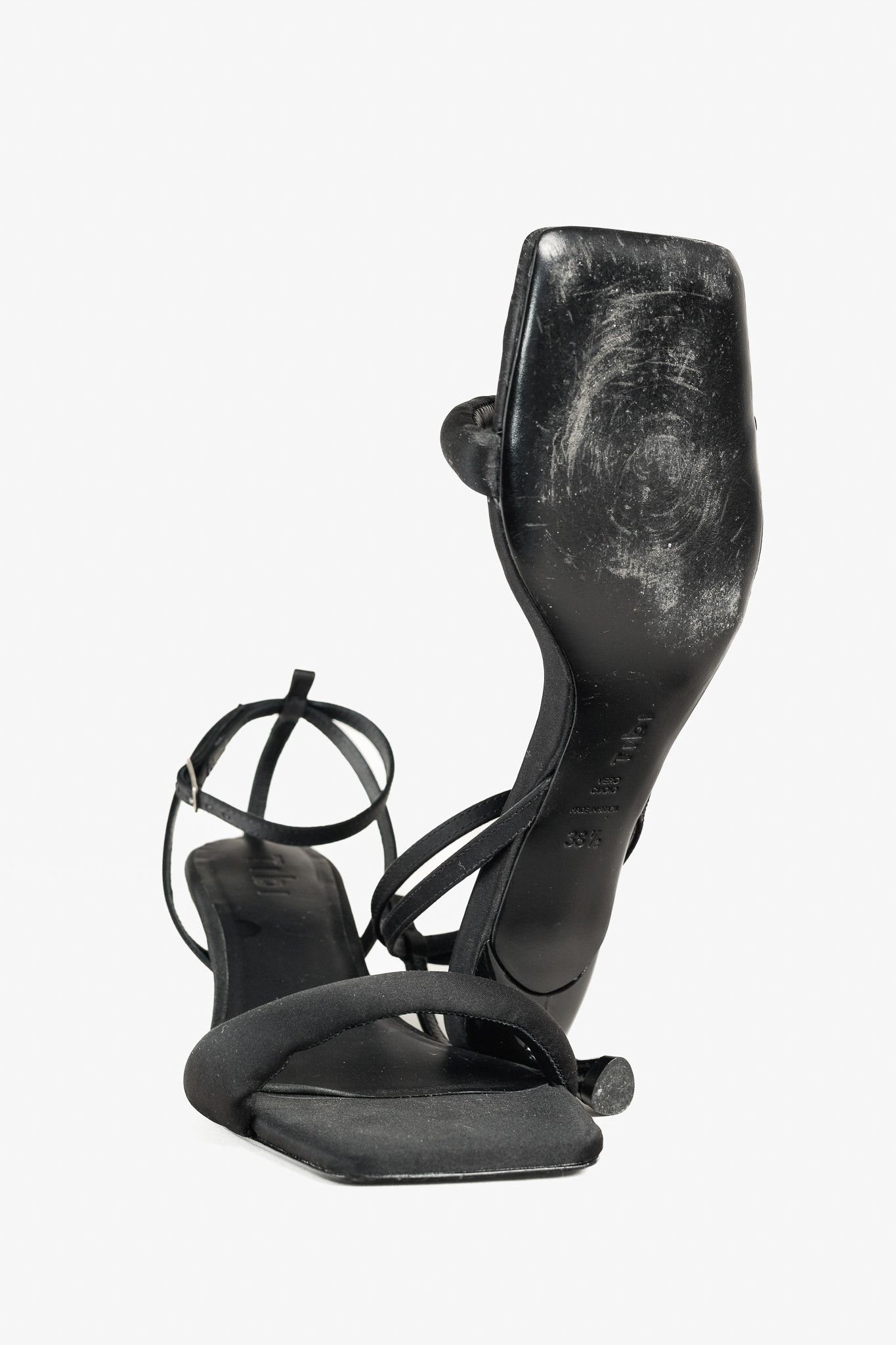 Tibi Tibi Satin Cameron Black Padded Buckled Sandals Size US 8 / IT 38 - 4 Thumbnail