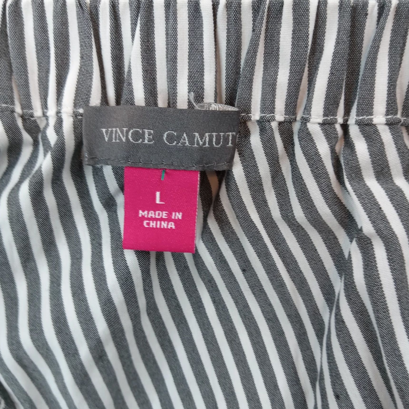 Vince Vince Gray White Striped One Shoulder Stretch Lightweight Womens Large Blouse Size L / US 10 / IT 46 - 5 Thumbnail