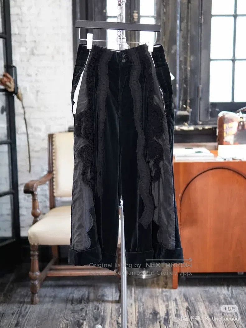 Comme des Garcons Comme Des Garcons size XS Super Heavy Velvet Wide-leg Trou Size 23" - 2 Thumbnail