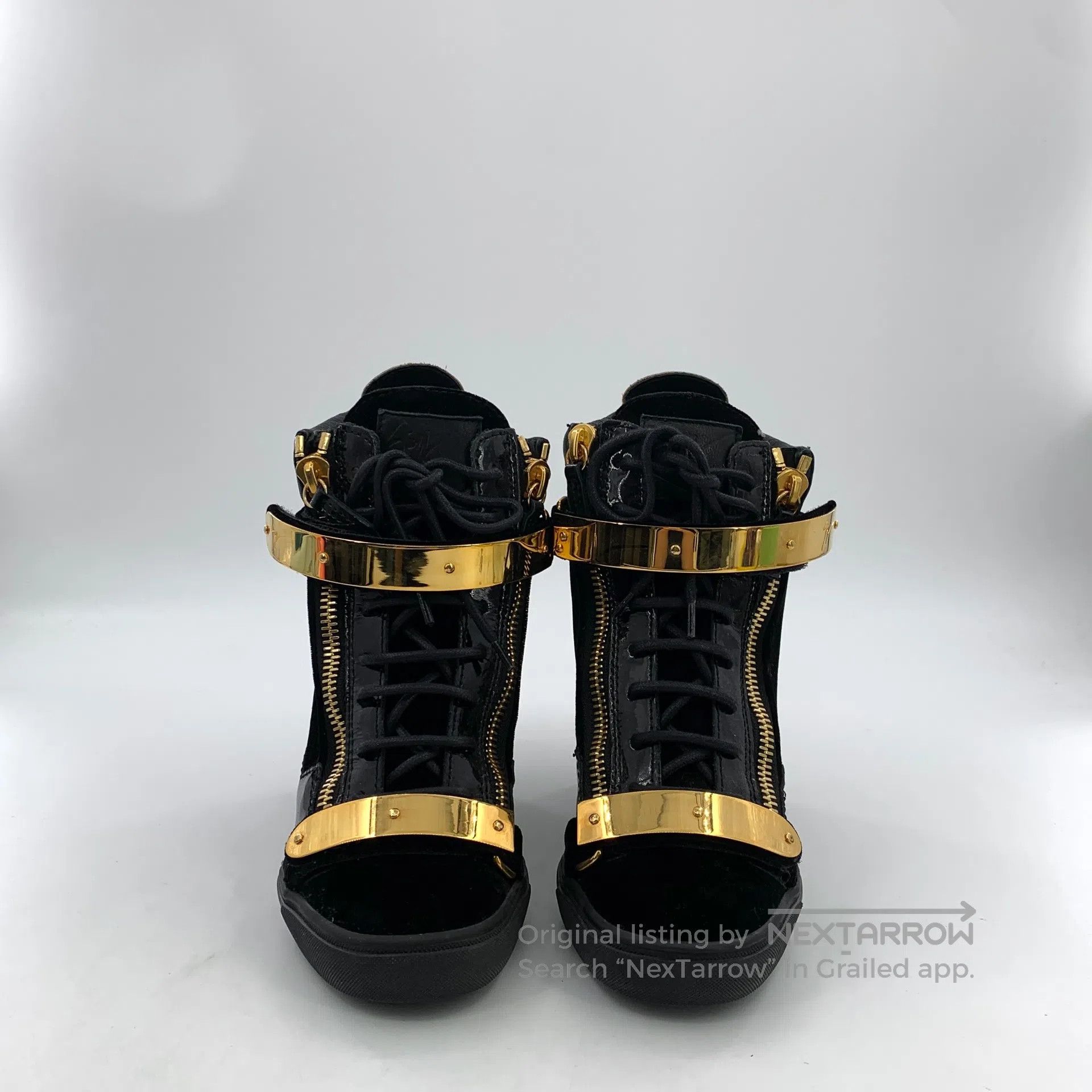 Giuseppe Zanotti Giuseppe Zanotti Black Double Zip Design Laced Wedge High Size US 8 / IT 38 - 3 Thumbnail